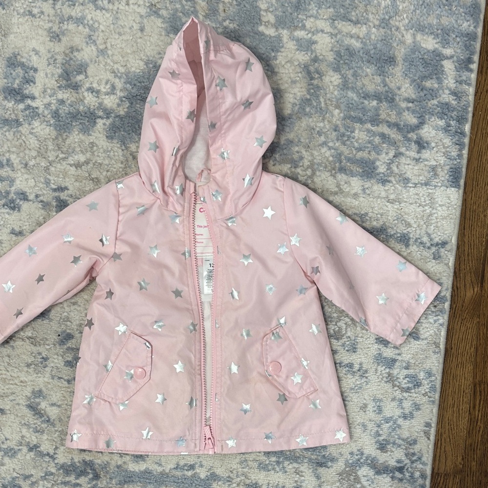 Carter's Pink Raincoat with Silver Stars